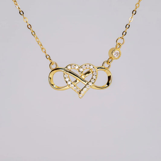 18K Gold Plated Micro Pave Heart Infinity Pendant Necklace